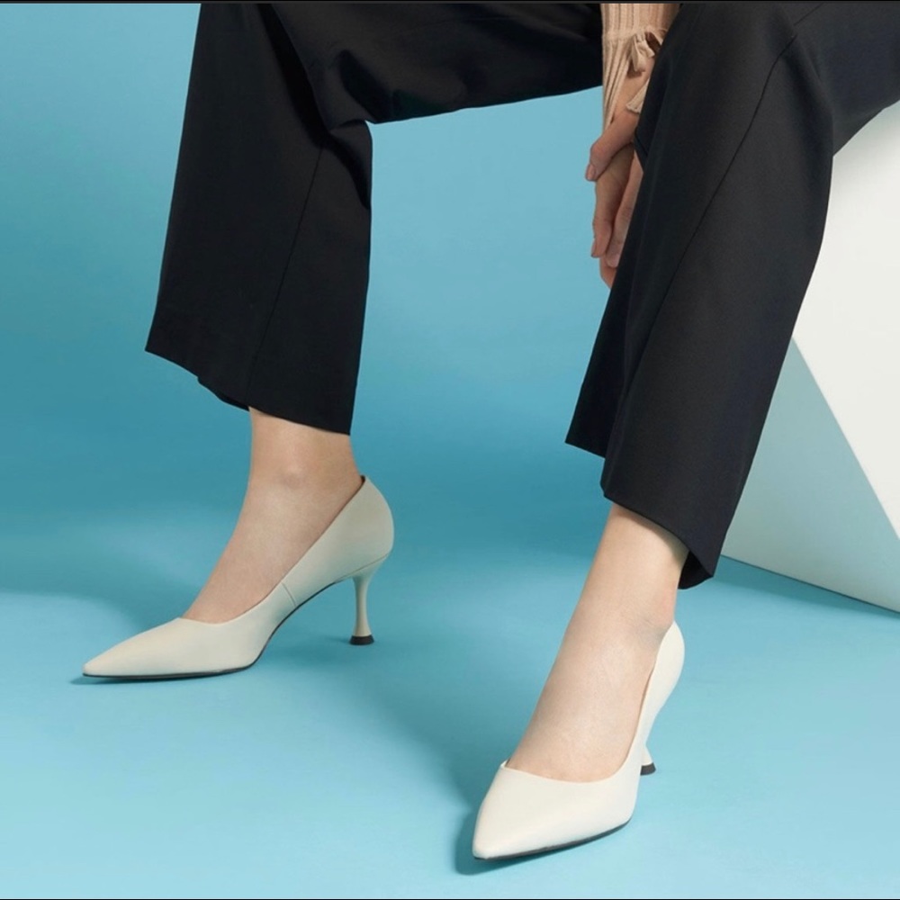 Zara Spool Heel Pumps - Chalk white shoes size 40